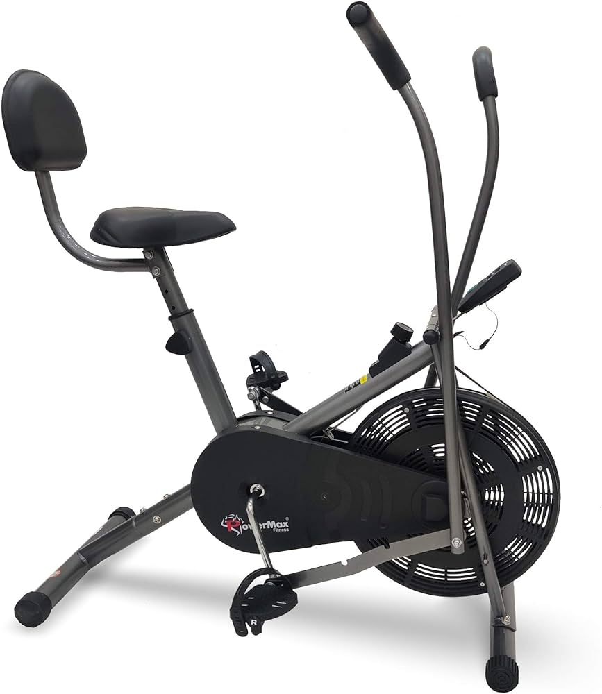 PowerMax Fitness BU-201 Dual Action Air Bike Exercise Bike for Home